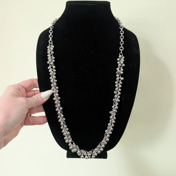 Silvertone Beaded Chain Necklace - Women's Jewelry - Picture 7 of 11